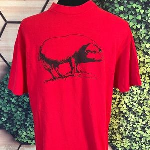 Vintage Mens Hanes ‘Hog Wild! Boston’ 1988 Red Shirt Size XL